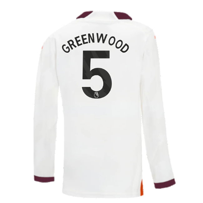 2023-2024 Man City Long Sleeve Away Shirt (Kids) (Greenwood 5)