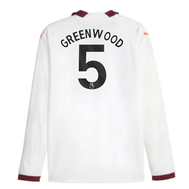 2023-2024 Man City Long Sleeve Away Shirt (Greenwood 5)