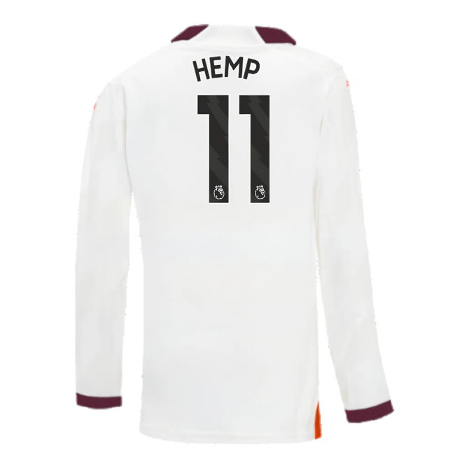 2023-2024 Man City Long Sleeve Away Shirt (Kids) (Hemp 11)