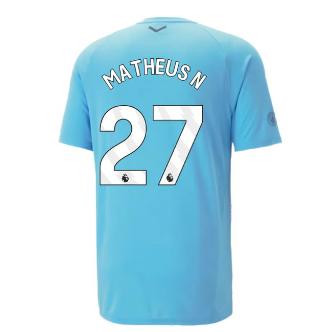 2023-2024 Man City Casuals Tee (Blue Wash) - Kids (Matheus N 27)