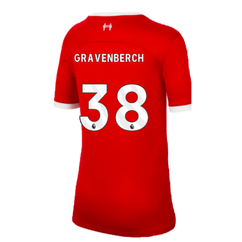 2023-2024 Liverpool Home Shirt (Kids) (Gravenberch 38)