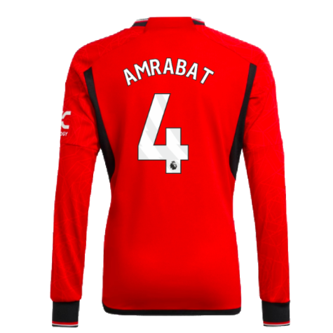 2023-2024 Man Utd Home Long Sleeve Shirt (Kids) (Amrabat 4)