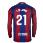 2023-2024 Barcelona Home Long Sleeve Shirt (F De Jong 21)