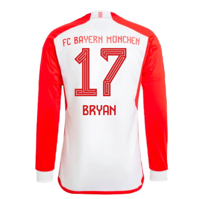 2023-2024 Bayern Munich Long Sleeve Home Shirt (Kids) (Bryan 17)