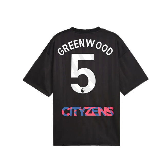 2023-2024 Man City FtblNrgy Jersey (Black) (Greenwood 5)