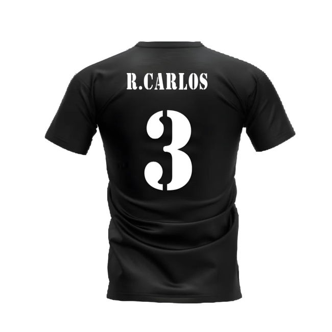 Real Madrid 2002-2003 Retro Shirt T-shirt (Black) (R.CARLOS 3)