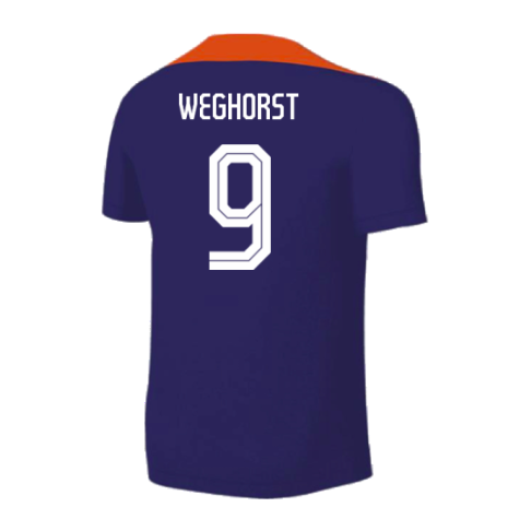 2024-2025 Netherlands Strike Training Shirt (Blue) - Kids (Weghorst 9)