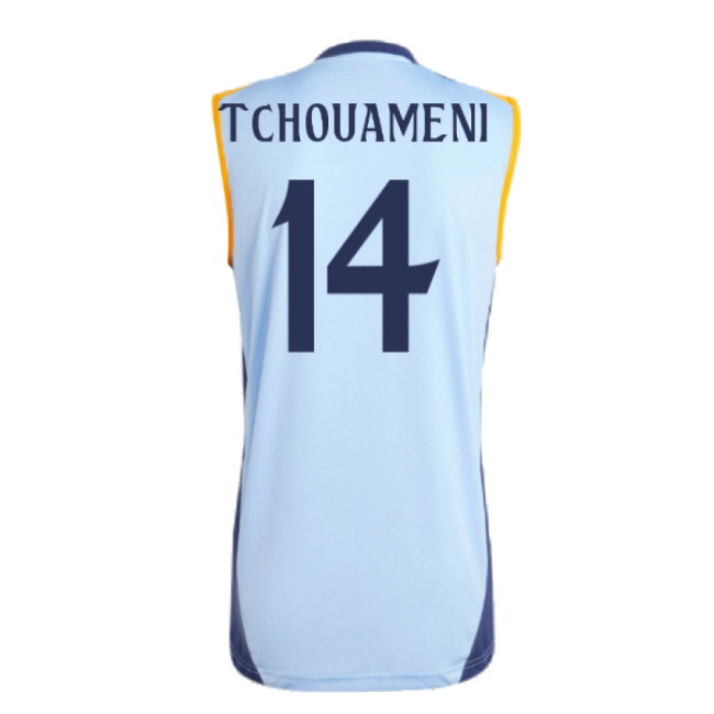 2024-2025 Real Madrid Sleeveless Jersey (Glow Blue) (Tchouameni 14)