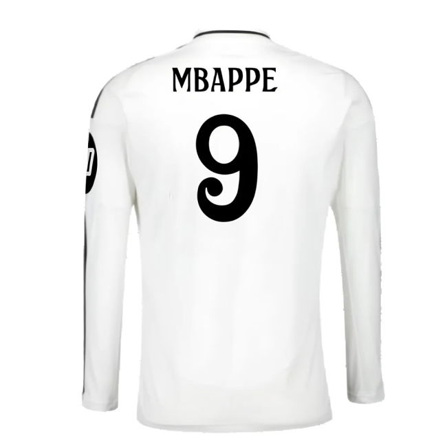 2024-2025 Real Madrid Long Sleeve Home Shirt (Mbappe 9)