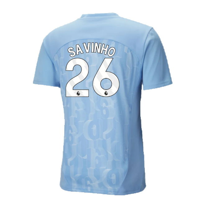 2024-2025 Man City Prematch SS Shirt (Light Blue) (Savinho 26)