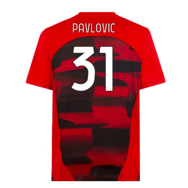 2024-2025 AC Milan Prematch SS Shirt (Red) (Pavlovic 31)
