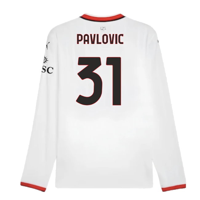 2024-2025 AC Milan Away Long Sleeve Shirt (Pavlovic 31)