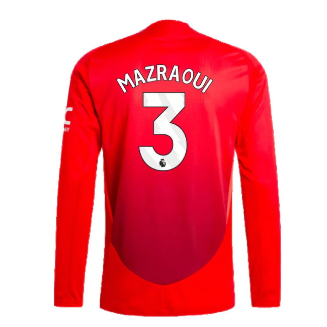 2024-2025 Man Utd Authentic Long Sleeve Home Shirt (Mazraoui 3)