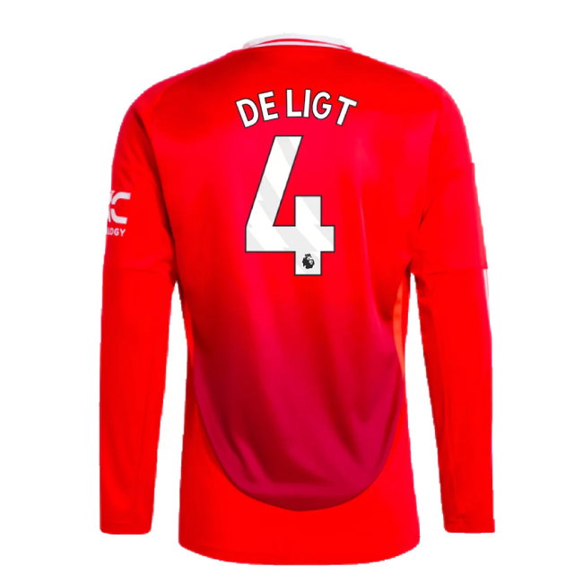 2024-2025 Man Utd Long Sleeve Home Shirt (De Ligt 4)