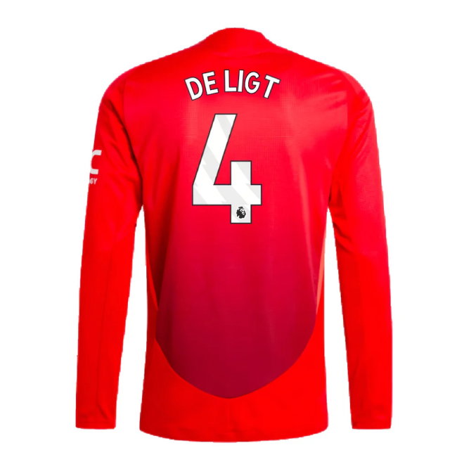 2024-2025 Man Utd Authentic Long Sleeve Home Shirt (De Ligt 4)