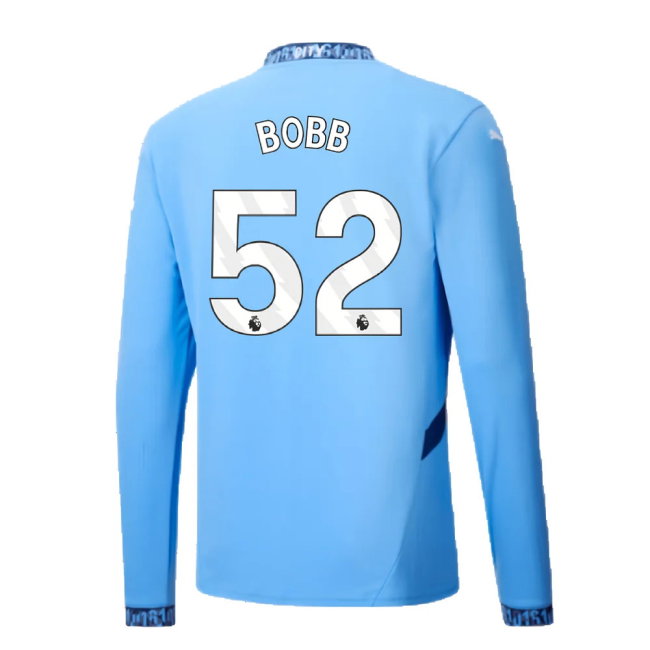 2024-2025 Man City Home Long Sleeve Shirt (Bobb 52)