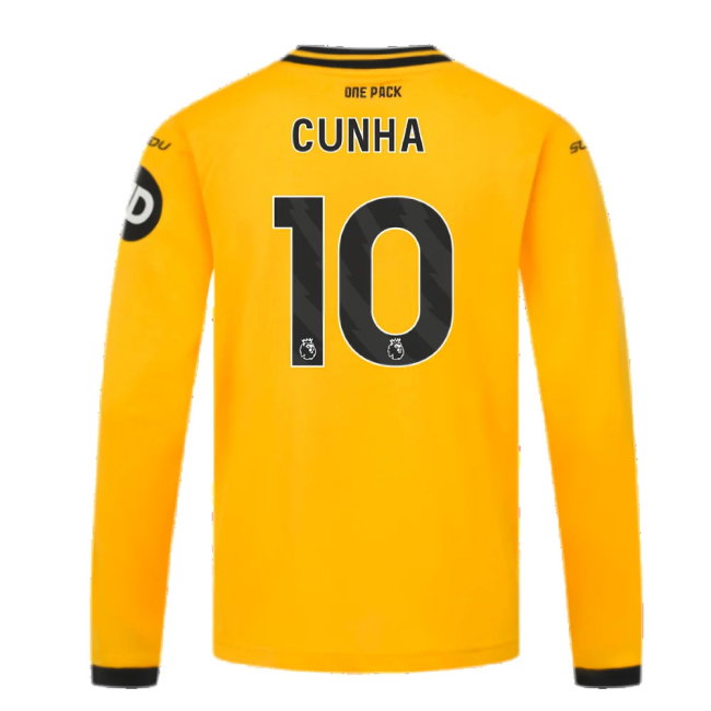 2024-2025 Wolves Long Sleeve Home Shirt (Kids) (Cunha 10)