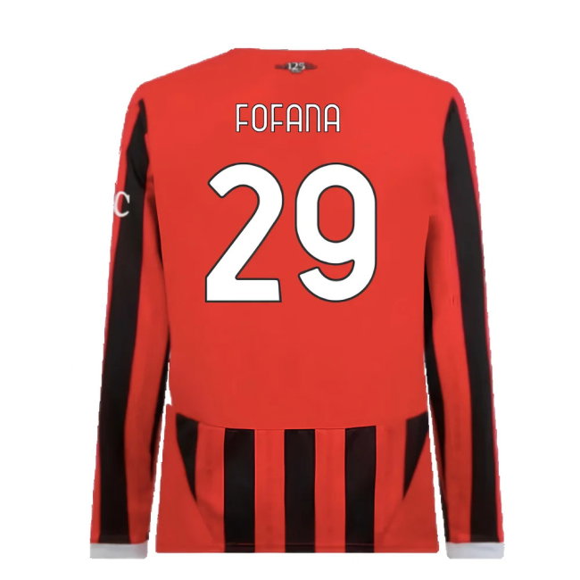 2024-2025 AC Milan Home Long Sleeve Shirt (Fofana 29)