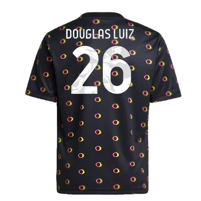 2024-2025 Juventus Pre-Match Shirt (Black) - Kids (Douglas Luiz 26)