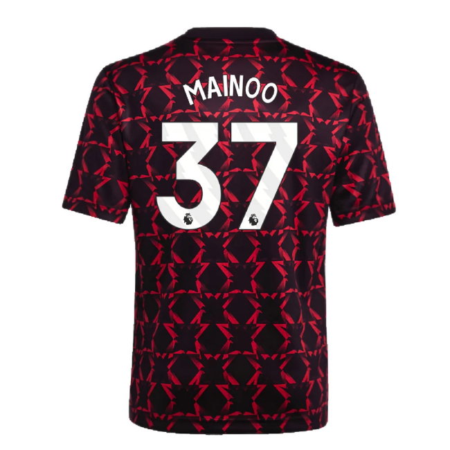 2024-2025 Man Utd Pre-Match Shirt (Black) - Kids (Mainoo 37)