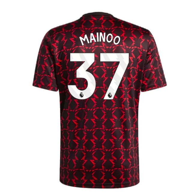 2024-2025 Man Utd Pre-Match Shirt (Black) (Mainoo 37)