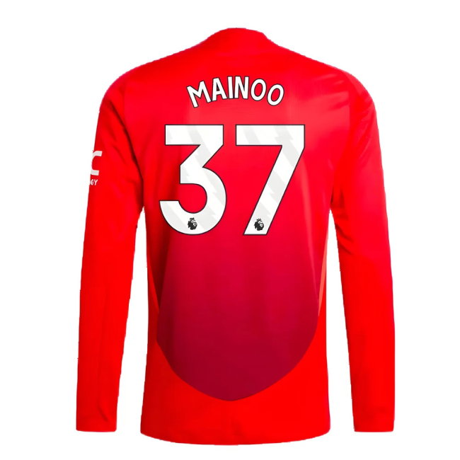2024-2025 Man Utd Authentic Long Sleeve Home Shirt (Mainoo 37)