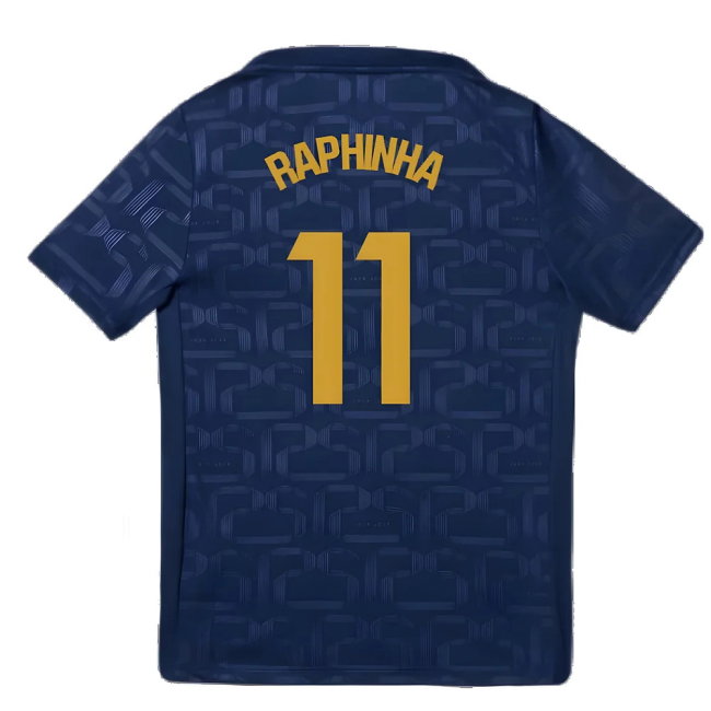 2024-2025 Barcelona Pre-Match Training Shirt (Navy) - Kids (Raphinha 11)