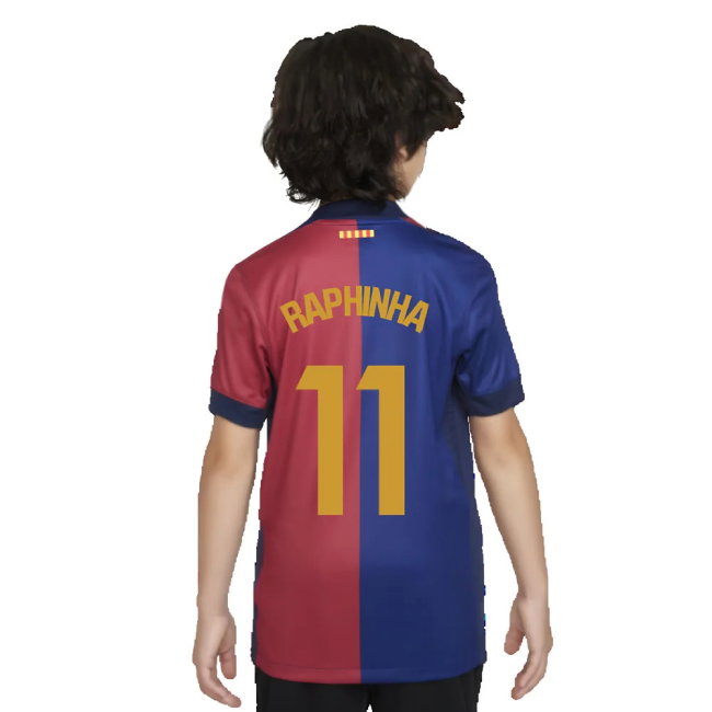 2024-2025 Barcelona Home Shirt (Sponsorless) - Kids (Raphinha 11)