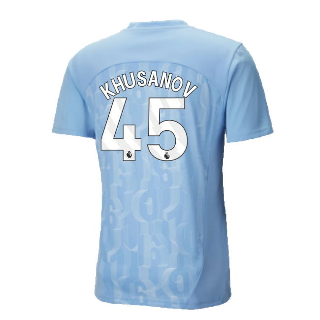 2024-2025 Man City Prematch SS Shirt (Light Blue) (Khusanov 45)