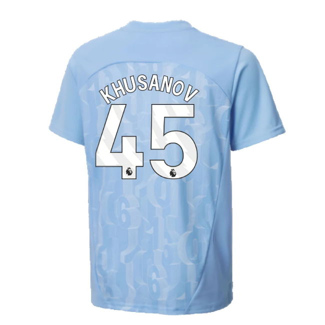2024-2025 Man City Prematch SS Shirt (Light Blue) - Kids (Khusanov 45)