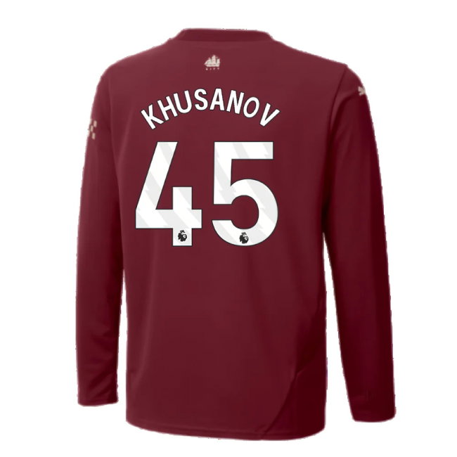 2024-2025 Man City Third Long Sleeve Shirt (Kids) (Khusanov 45)