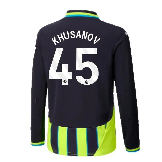 2024-2025 Man City Away Long Sleeve Shirt (Kids) (Khusanov 45)