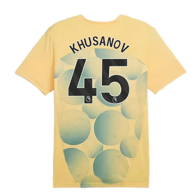 2024-2025 Man City Prematch SS Shirt (Flaxen) (Khusanov 45)