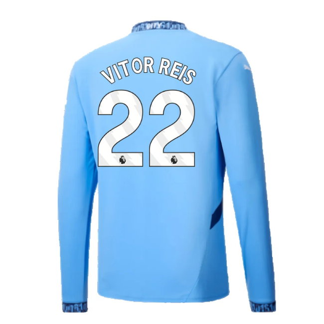 2024-2025 Man City Home Long Sleeve Shirt (Vitor Reis 22)
