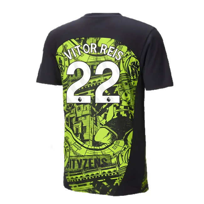 2024-2025 Man City Pre-Match Shirt (Yellow Glow) (Vitor Reis 22)