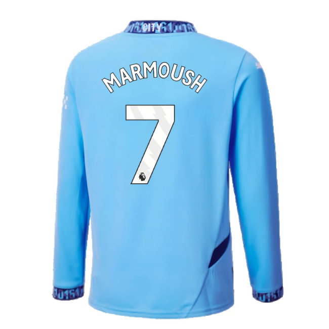 2024-2025 Man City Home Long Sleeve Shirt (Kids) (Marmoush 7)