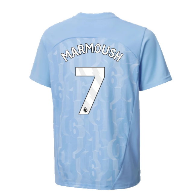 2024-2025 Man City Prematch SS Shirt (Light Blue) - Kids (Marmoush 7)