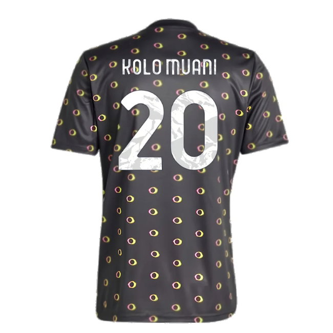2024-2025 Juventus Pre-Match Shirt (Black) (Kolo Muani 20)