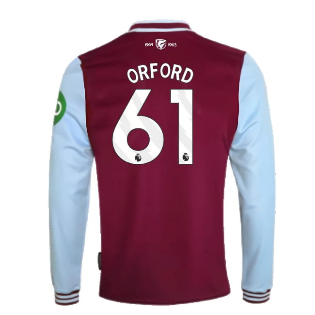 2024-2025 West Ham Long Sleeve Home Shirt (Kids) (Orford 61)