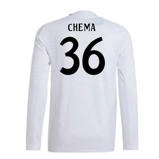 2024-2025 Real Madrid Authentic Long Sleeve Home Shirt (Chema 36)