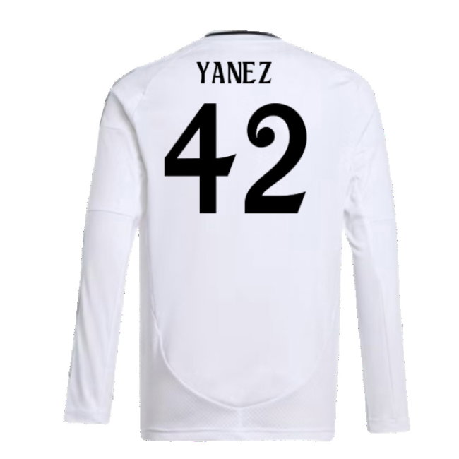 2024-2025 Real Madrid Long Sleeve Home Shirt (Kids) (Yanez 42)