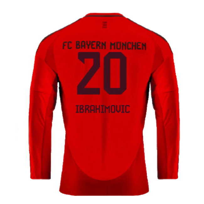 2024-2025 Bayern Munich Long Sleeve Home Shirt (Ibrahimovic 20)