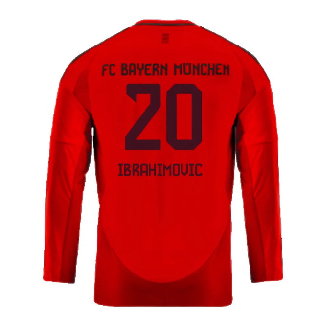 2024-2025 Bayern Munich Long Sleeve Home Shirt (Kids) (Ibrahimovic 20)
