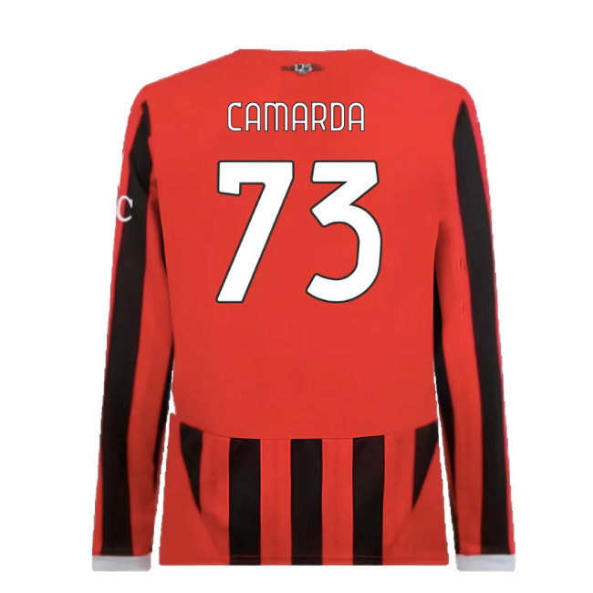2024-2025 AC Milan Home Long Sleeve Shirt (Camarda 73)