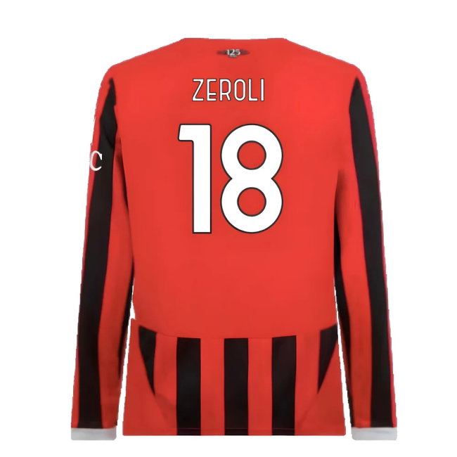 2024-2025 AC Milan Home Long Sleeve Shirt (Zeroli 18)