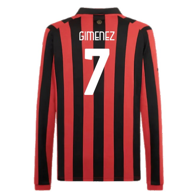 AC Milan 125th Authentic Shirt LS (Black-Red) (Gimenez 7)