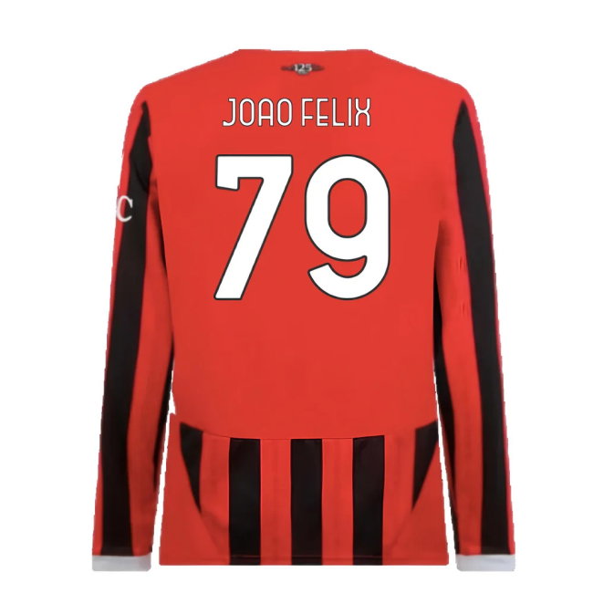 2024-2025 AC Milan Home Long Sleeve Shirt (Joao Felix 79)