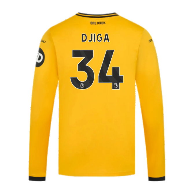 2024-2025 Wolves Long Sleeve Home Shirt (Djiga 34)