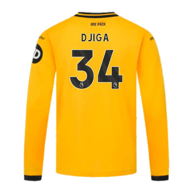 2024-2025 Wolves Long Sleeve Home Shirt (Kids) (Djiga 34)