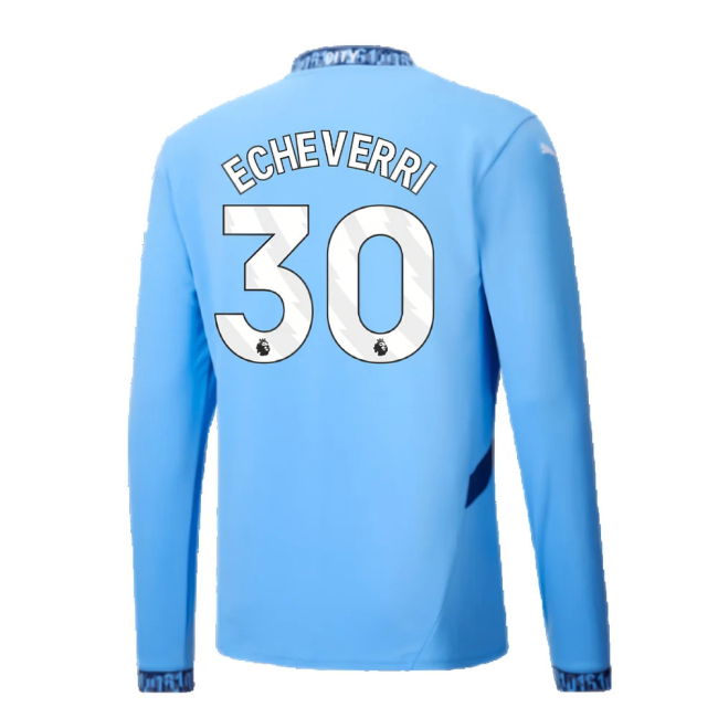 2024-2025 Man City Home Long Sleeve Shirt (Echeverri 30)